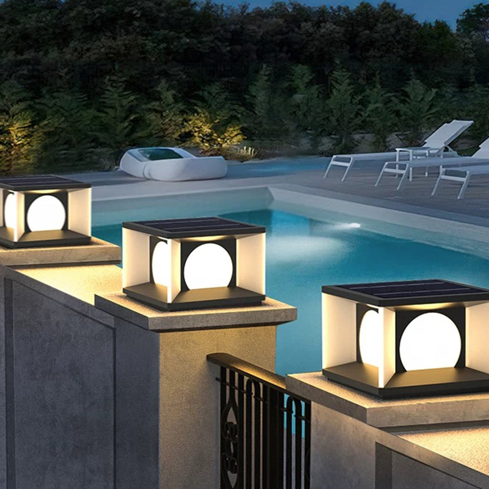 Ray Lampe Solaire Pilier Moderne, Métal, Noir, Allée, Câble Solaire - Neutralighting