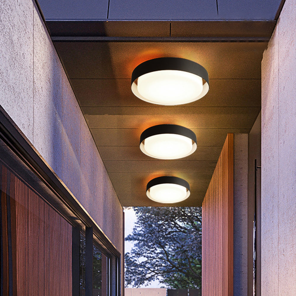 Ray Ronde Moderne LED Plafonnier Noir Métal/Acrylique Extérieur - Neutralighting
