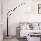 Tiffany Lampadaire Cylindre Moderne Métal/Tissu Blanc Salon/Chambre à Coucher Grande - Neutralighting