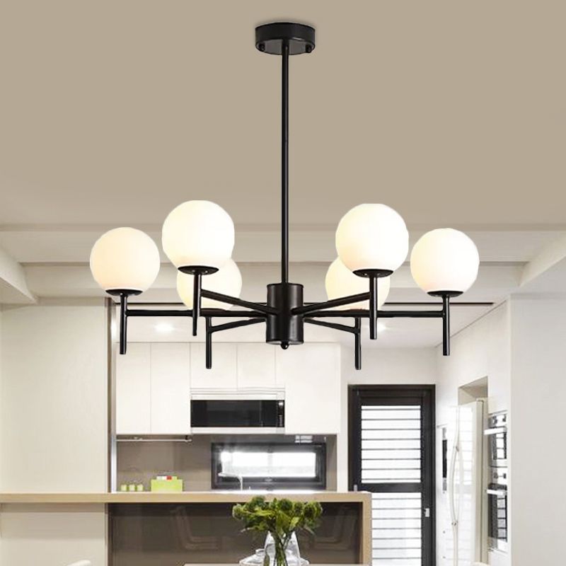 Valentina Bulle Moderne LED Lustre Noir/Doré Métal/Verre Chambre à Coucher - Neutralighting