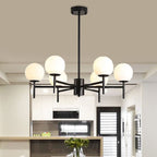 Valentina Bulle Moderne LED Lustre Noir/Doré Métal/Verre Chambre à Coucher - Neutralighting
