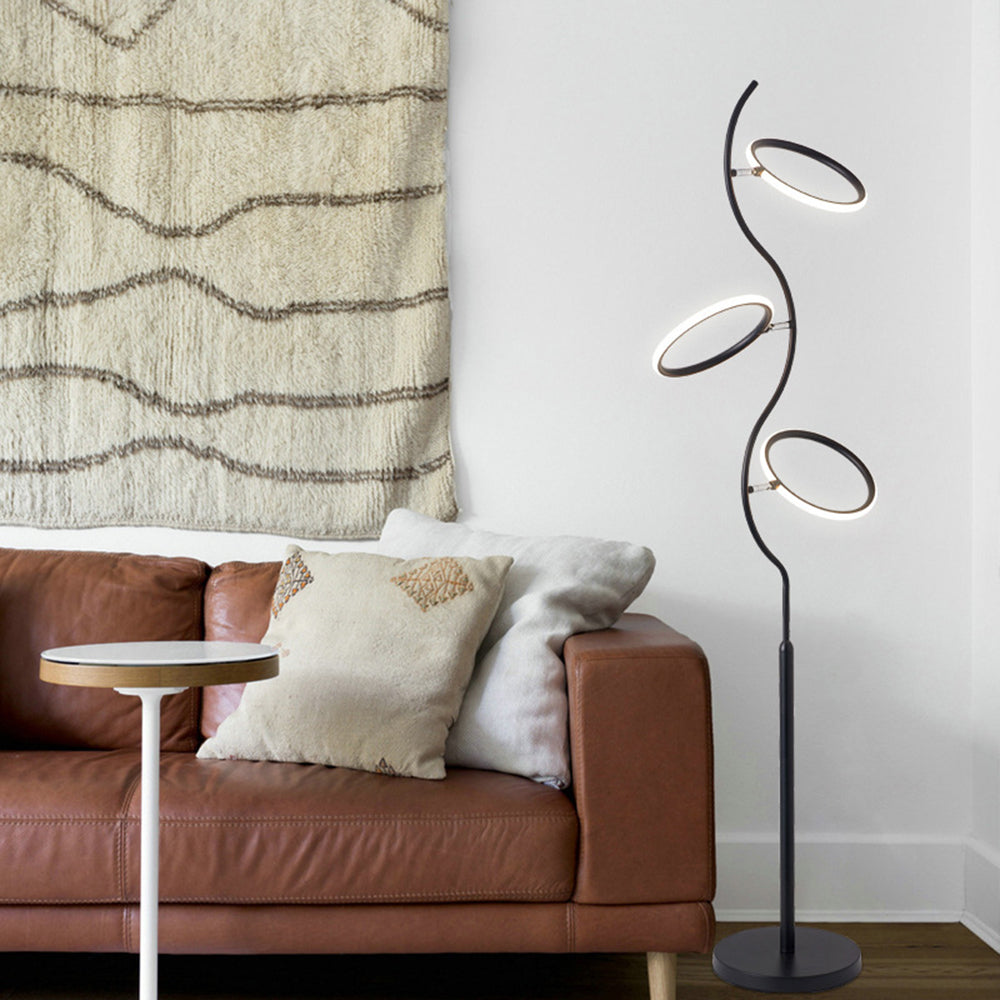 Arisha Design Lampadaire Rond Moderne Métal/Acrylique Noir/Blanc Salon/Chambre - Neutralighting