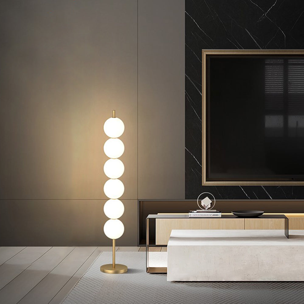 Valentina Design Lampadaire Globe Moderne Métal Laiton/Blanc Salon - Neutralighting
