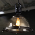 Silva Luminaires Suspensions Dôme Industrielle LED Vintage Verre/Métal Noir Salon/Chambre à Coucher - Neutralighting