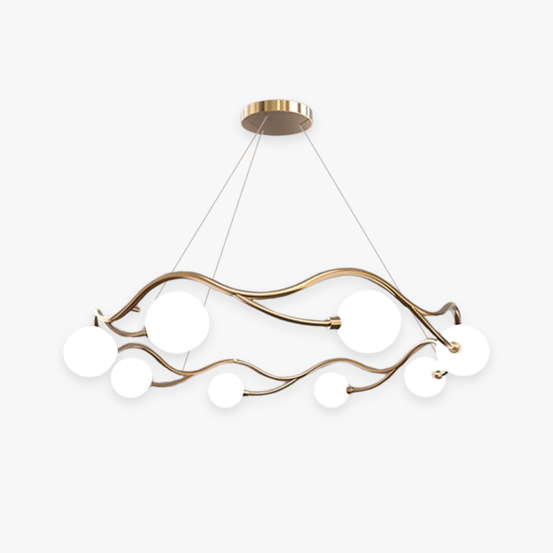 Valentina Lustre Modern Designe, Vague, Métal/Verre, Blanc/Or - Neutralighting