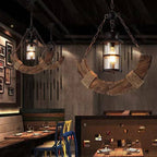 Epoch Industrie LED Suspension Linénaire Brun Bois Métal Verre Salle à Manger - Neutralighting