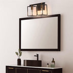 Silva Applique Murale à Miroir Carré Design LED Vintage Métal Noir Salle de Bain - Neutralighting