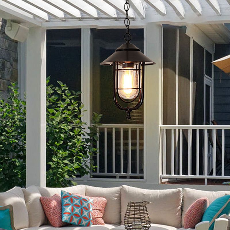 Silva Suspension Extérieure Lanterne Vintage, Métal/Verre, Noir/Bronze, Jardin - Neutralighting