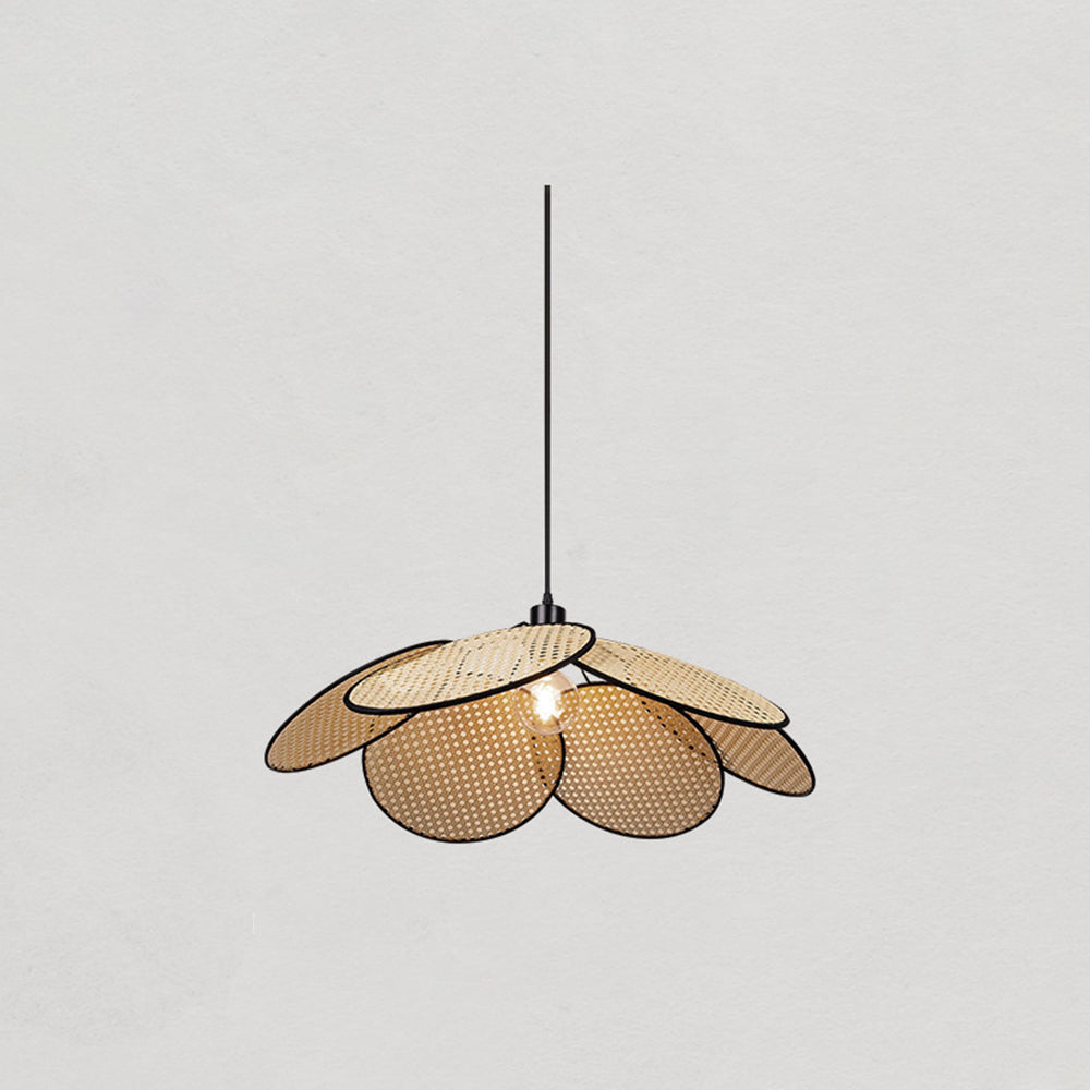 Ritta Suspension Fleur Moderne, Métal/Rotin, Noir/Blanc, Salon - Neutralighting