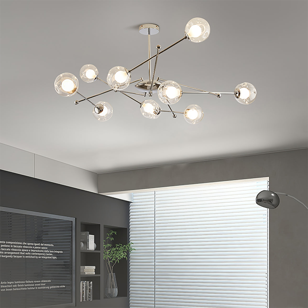 Valentina Lustre Bauhaus Nordique Argent Métal Verre Salon - Neutralighting