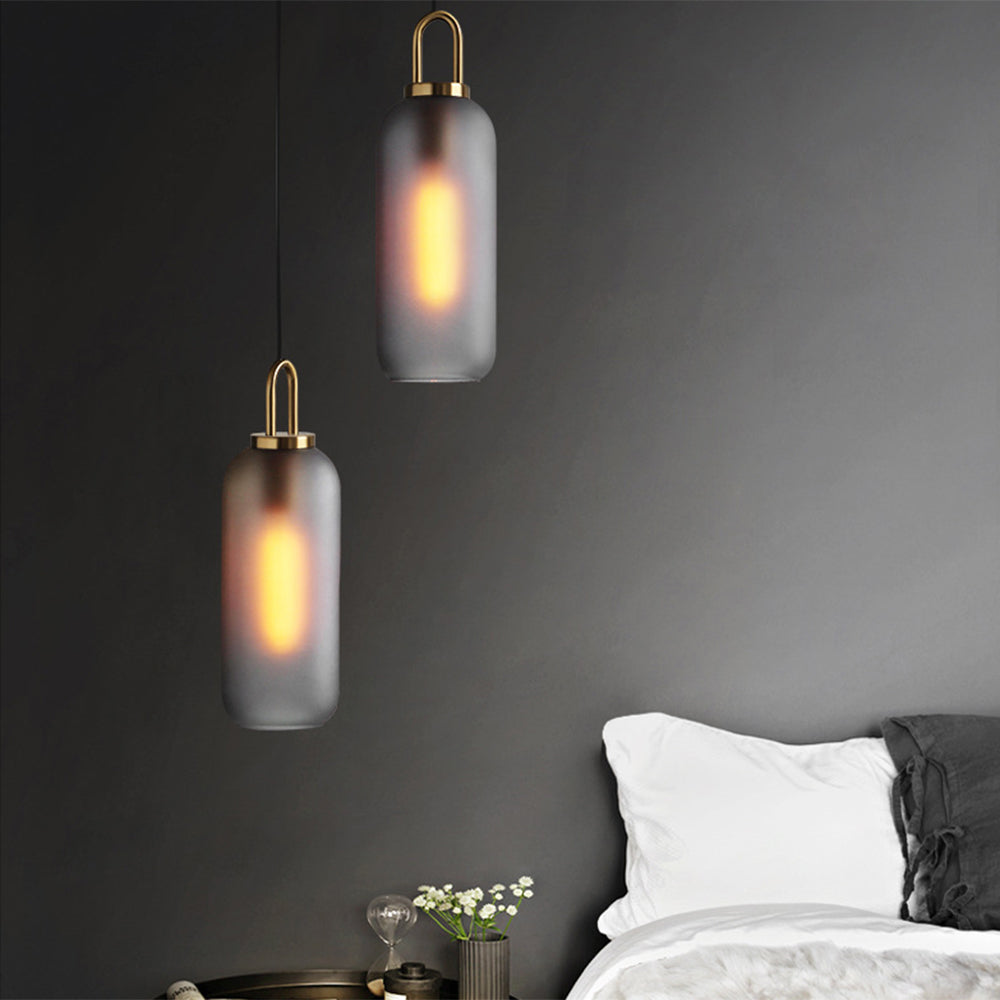Valentina Luminaires Suspensions Cylindre Moderne Métal/Verre Gris Fumé/Clair Salon/Bureau - Neutralighting