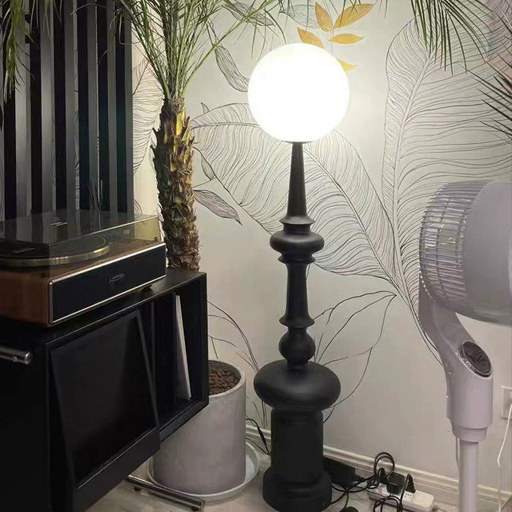 Mira Design Intérieur Lampadaire Colonne Vintage Résine/Verre Noir Salon/Chambre - Neutralighting