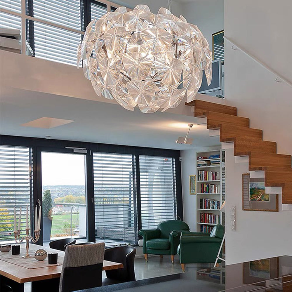 Arisha Suspension Globe Moderne, Metal/PVC, Transparent, Chambre - Neutralighting