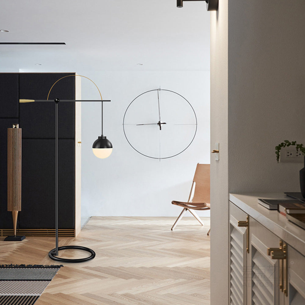 Valentina Design Lampadaire Rond Nordique Métal/Verre Noir Bureau/Chambre - Neutralighting
