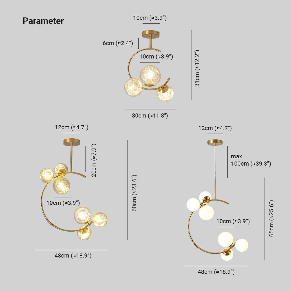 Valentina Boule de Verre Bulles Lampes Suspendues Lampes Dorées Suspension - Neutralighting
