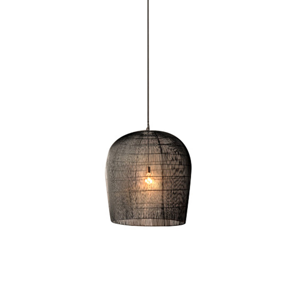 Ritta Suspension Cylindre Moderne, Metal/Rotin, Blanc/Noir, Salon - Neutralighting