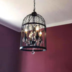 Arisha Industrielle LED Suspension Noir Métal Cristal Salon Salle à manger - Neutralighting
