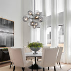 Valentina Lustre Moderne Bulle Grappe Argent Verre Métal Salon - Neutralighting