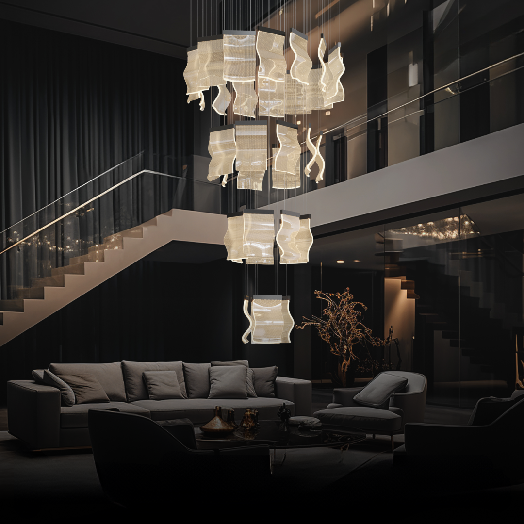 Kristy Moderne Or LED Lustre Métal Acrylique Chambre/Salon - Neutralighting