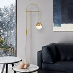 Valentina Lampadaire Courbe Nordique, Métal/Verre, Or, Salon - Neutralighting