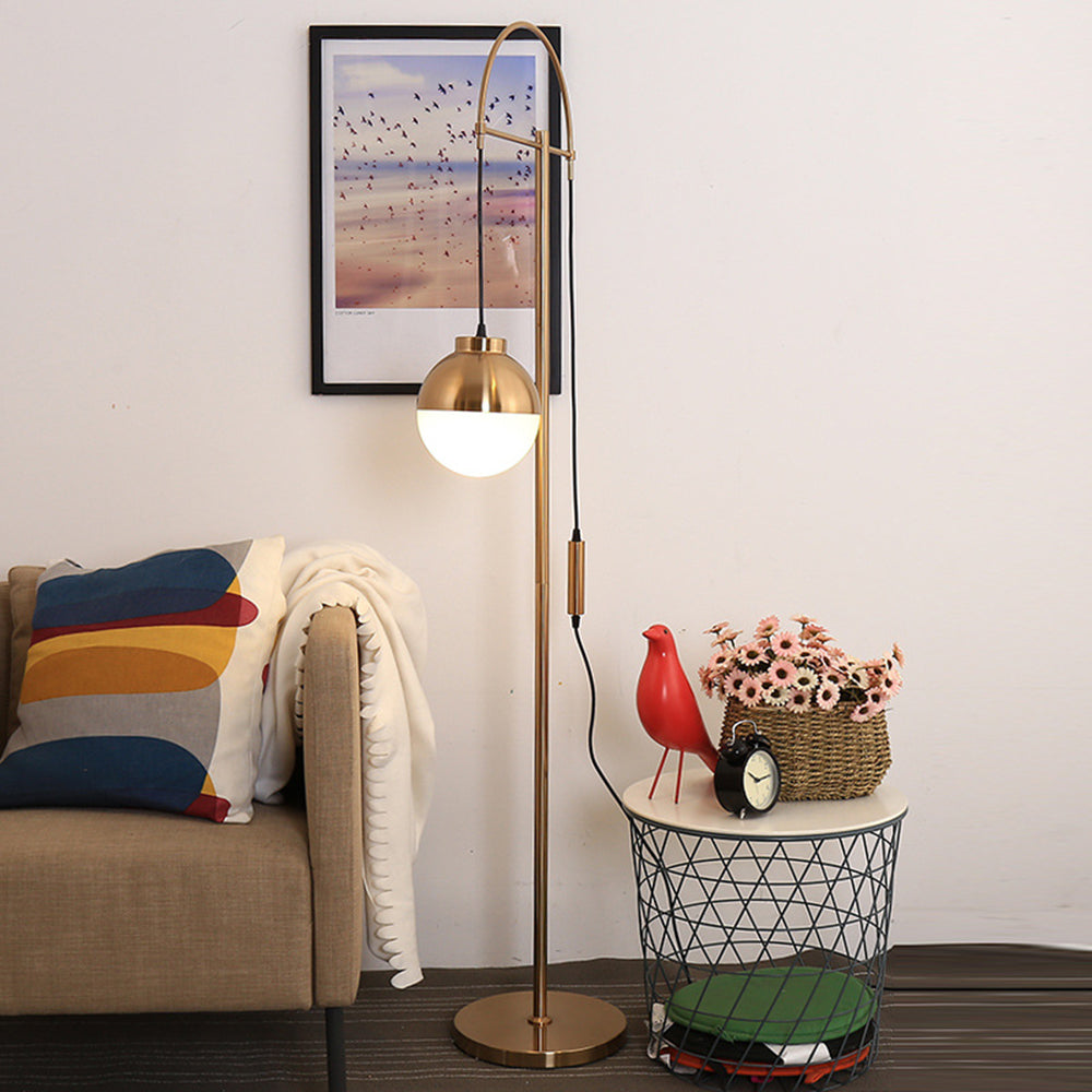 Valentina Lampadaire Courbe Nordique, Métal/Verre, Or, Salon - Neutralighting
