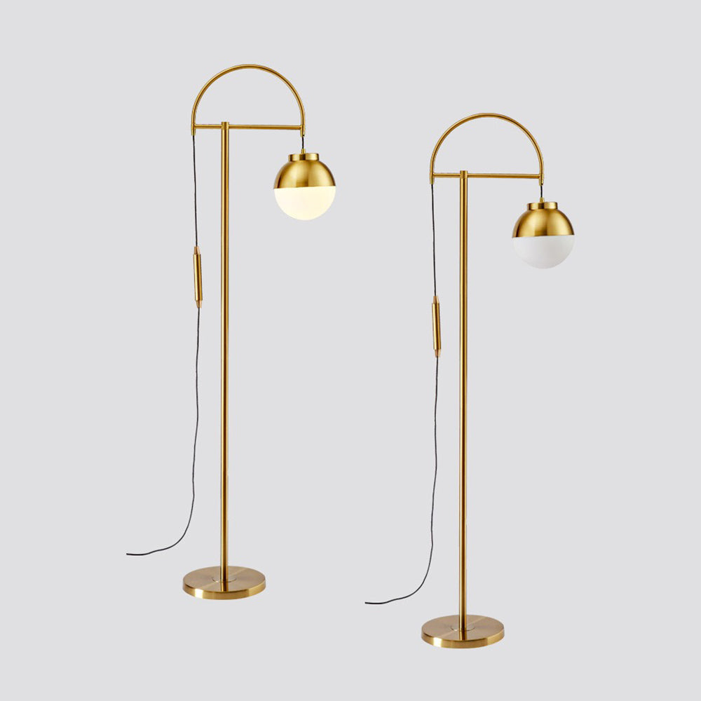 Valentina Lampadaire Courbe Nordique, Métal/Verre, Or, Salon - Neutralighting