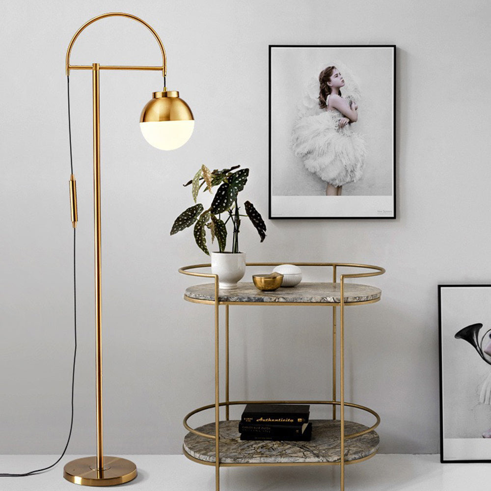 Valentina Lampadaire Courbe Nordique, Métal/Verre, Or, Salon - Neutralighting