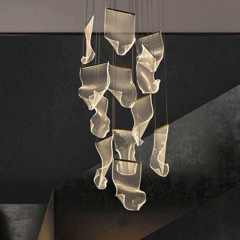 Kristy Suspension Carrée Contemporaine Métal/Acrylique Doré Salon/Escalier - Neutralighting