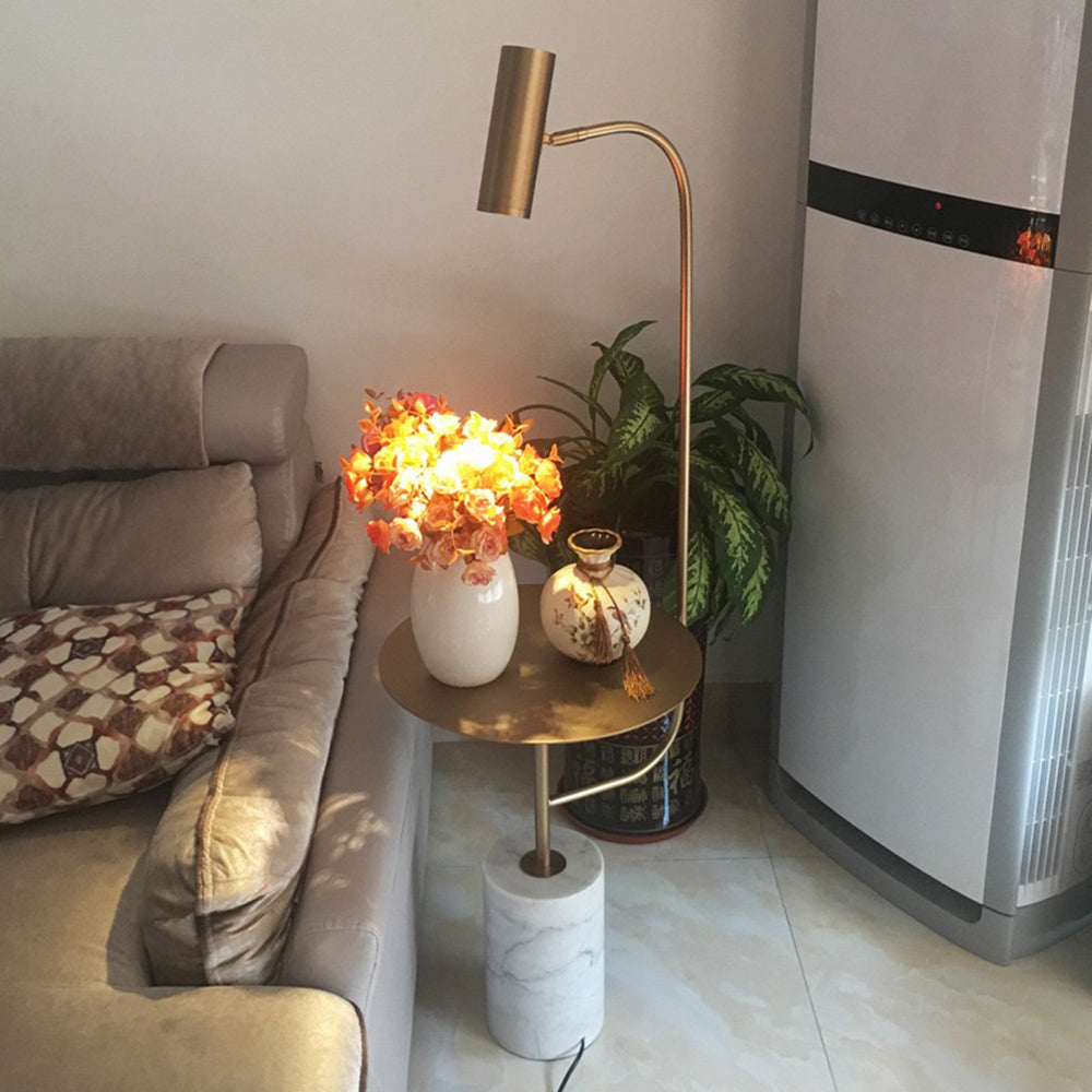 Mira Moderne Avec Tableau Lampadaire Linéaire Simple Marbre/Métal Noir/Or Salon - Neutralighting