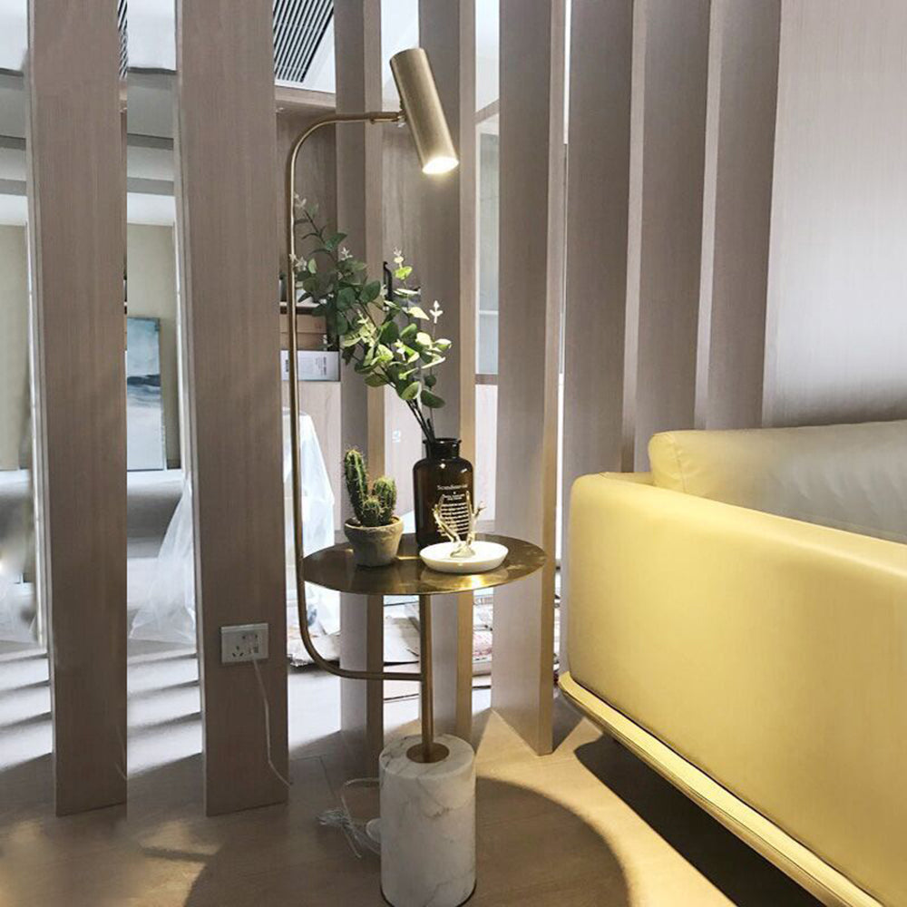 Mira Moderne Avec Tableau Lampadaire Linéaire Simple Marbre/Métal Noir/Or Salon - Neutralighting
