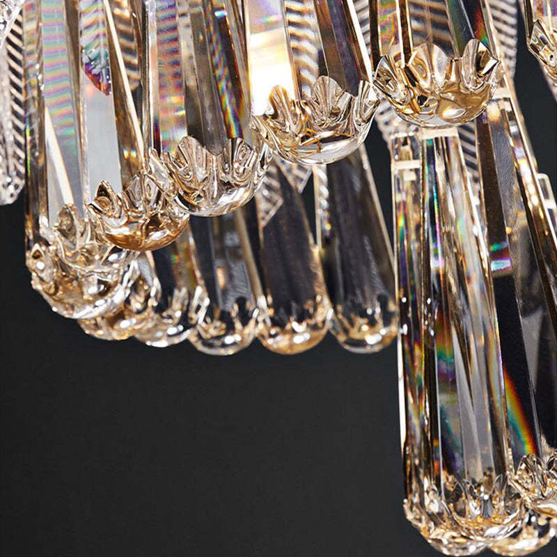 Kristy Lustre Plume Cristal, Métal/Cristal, Doré, Salon - Neutralighting