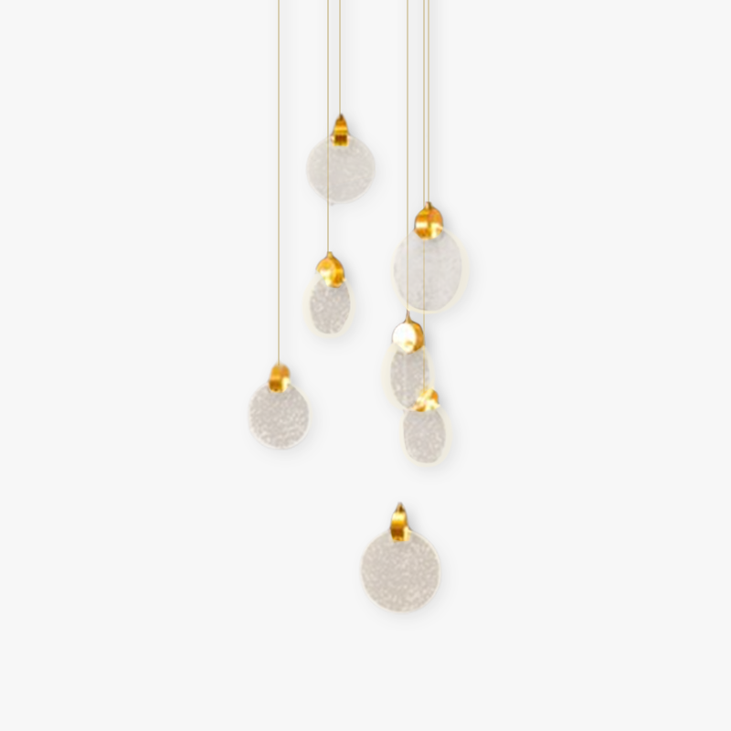 Kristy Suspension Ronde Nordique, Métal/Cristal, Doré, Escalier/Salon - Neutralighting