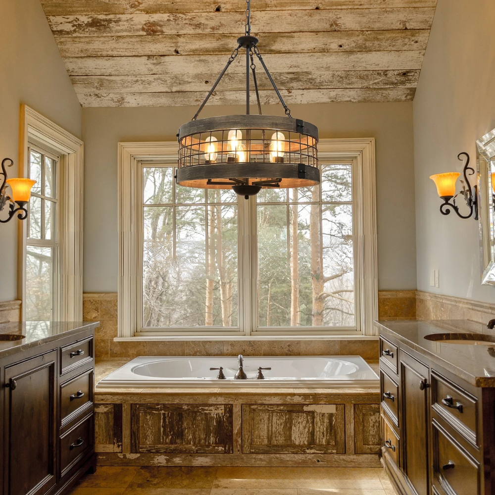 Silva Industriel LED Suspension Bois Métal Salon - Neutralighting