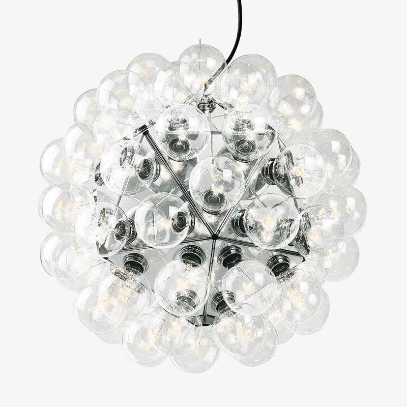 Suspension — Chromé avec lampes Castiglioni