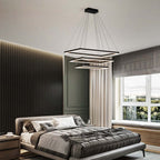 Arisha Suspension Rectangulaire Nordique, Métal/Acrylique, Noir, Chambre à Coucher/Salon - Neutralighting