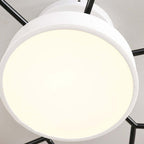 Arisha Plafonnier Rond Moderne, Métal/Bois, Blanc/Vert/Gris, Salon - Neutralighting