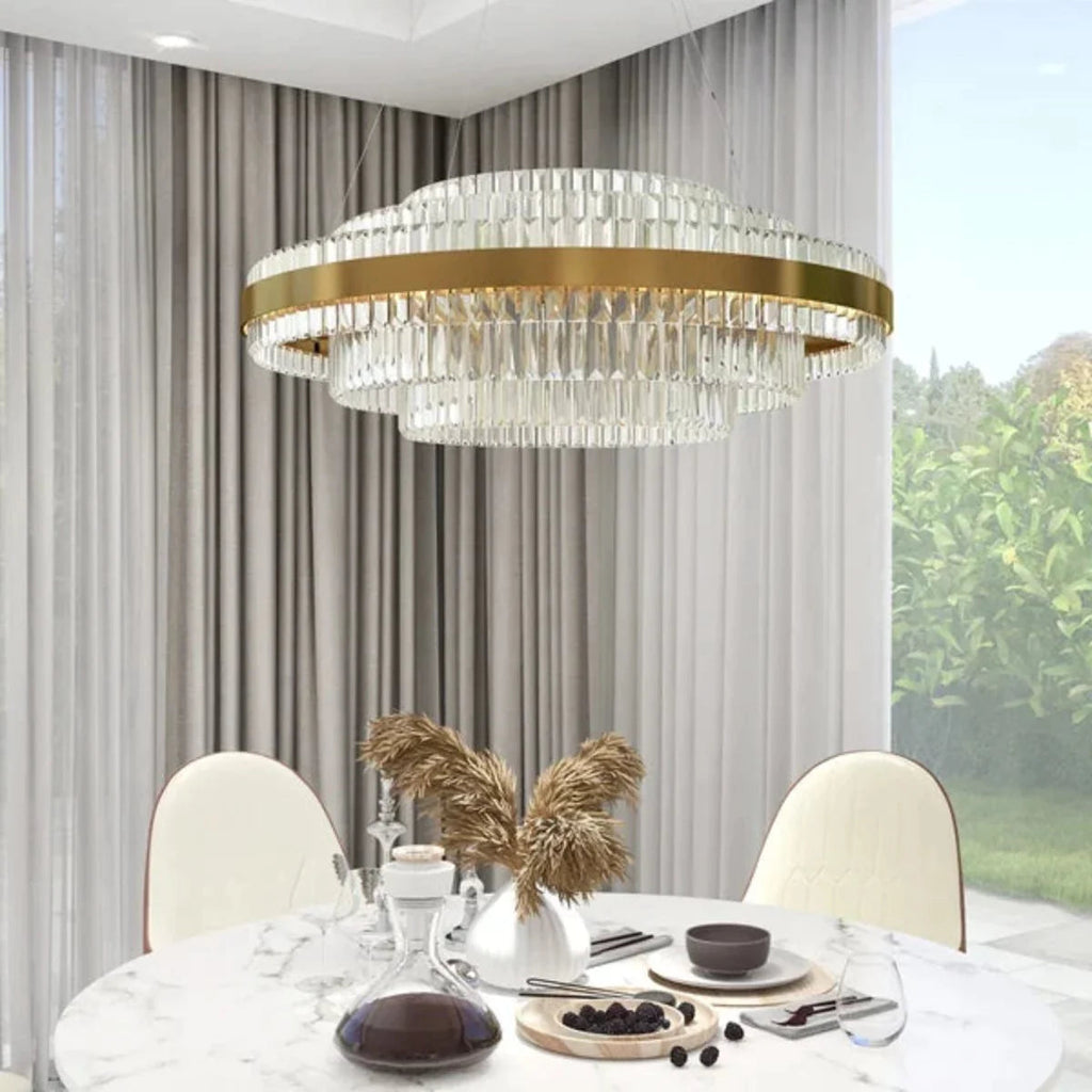 Kristy Design LED Luminaire Lustre Moderne Cristal Doré Salon - Neutralighting