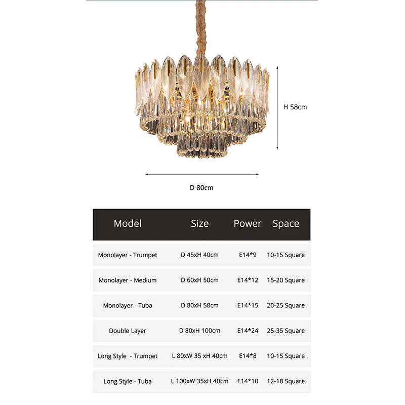 Kristy Lustre Plume Cristal, Métal/Cristal, Doré, Salon - Neutralighting