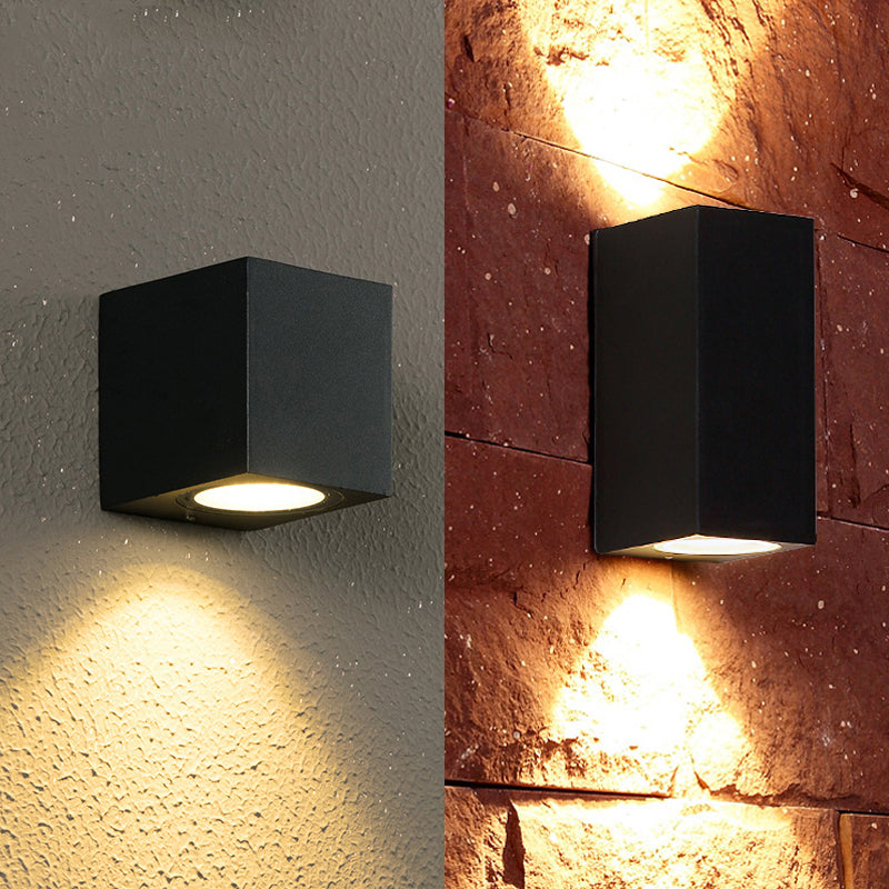 Tavon Applique Murale Carré/Tour Minimaliste. Métal/Verre. Noir. Jardin - Neutralighting