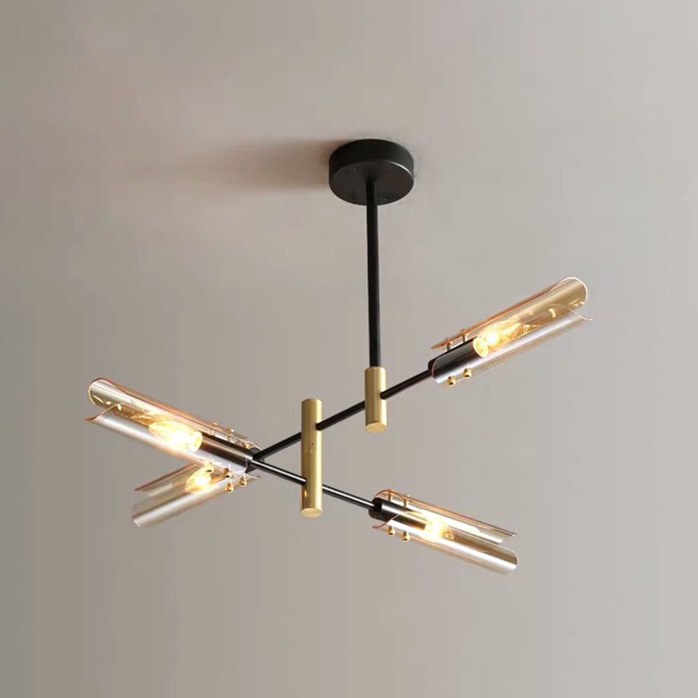 Arisha Plafonnier Linéaire Moderne, Métal/Verre, Gris Fumé/Ambre, Salon - Neutralighting