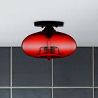 Arisha Oval Industriel LED Plafonnier Rouge/Marron/Ambre/Bleu Métal/Verre Salon - Neutralighting