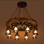 Epoch Ronde Vintage LED Lustre Bois/Métal/Verre Salon Cuisine - Neutralighting