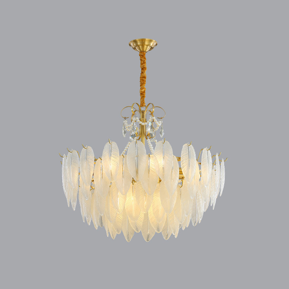 Kristy Suspension Plume Moderne, Cuivre/Verre, Doré, Salon - Neutralighting