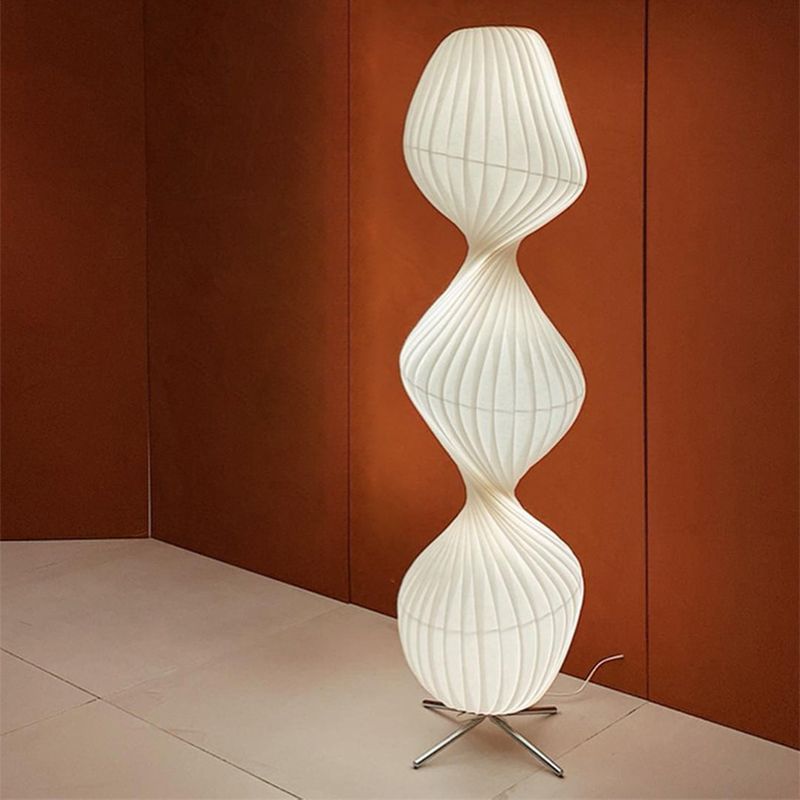 Ritta Lampadaire Plissé Moderne, Métal/Tissu, Blanc, Chambre - Neutralighting