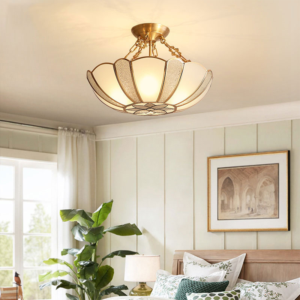 Silva Plafonnier Rétro Fleur Métal Verre Chambre à Coucher - Neutralighting