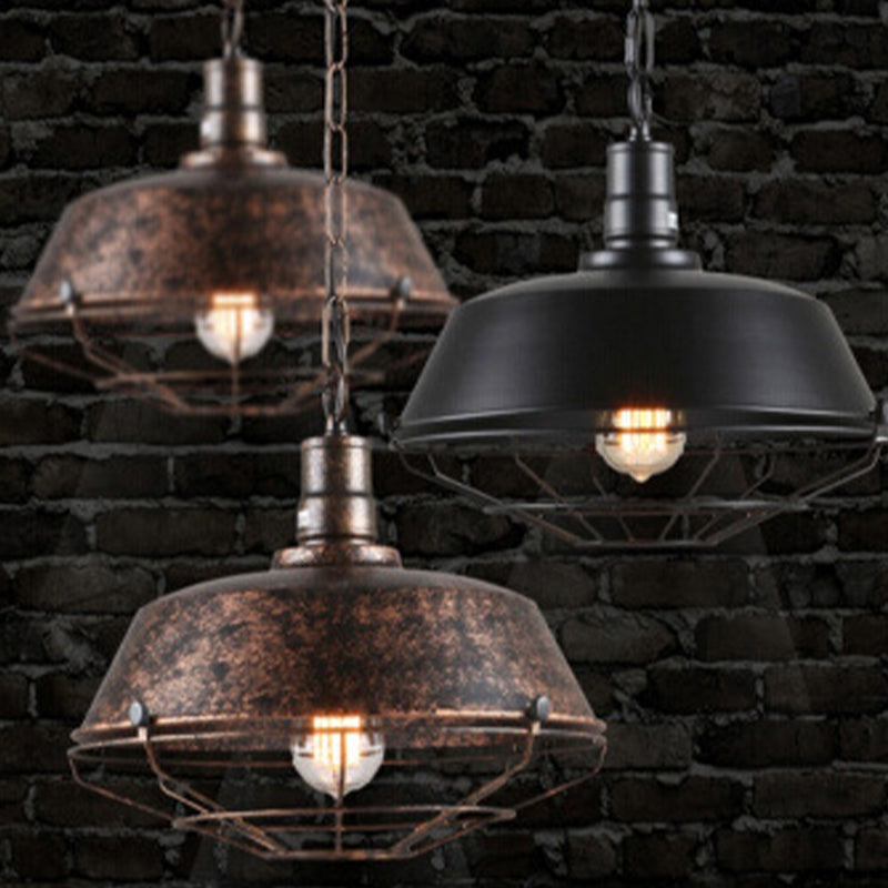 Epoch Suspension Dôme Industriel, Métal, Noir/Rouille, Salon - Neutralighting