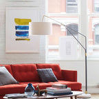 Tiffany Lampadaire Cylindre Moderne Métal/Tissu Blanc Salon/Chambre à Coucher Grande - Neutralighting