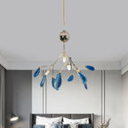 Arisha Art LED Suspension Bleu Métal Agate Salon Chambre à coucher - Neutralighting