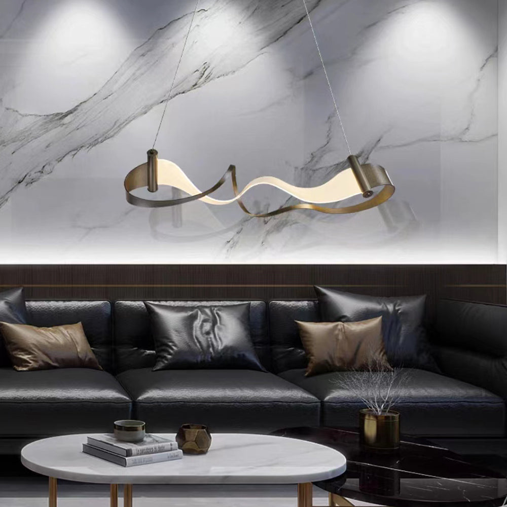 Arisha Suspension Linéaire Minimaliste, Metal, Blanc/Brun, Chambre - Neutralighting