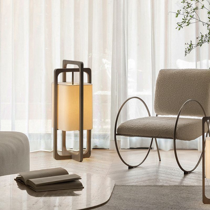 Muto Lampadaire Rectangulaire Moderne, Bois/Tissu, Bois, Salon - Neutralighting